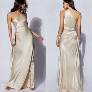 Meshki One-Shoulder Cream Dress